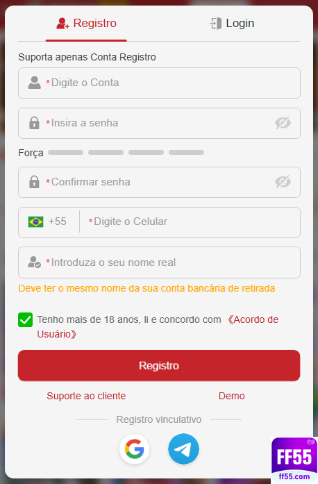 Experiência de Jogos ff55.com